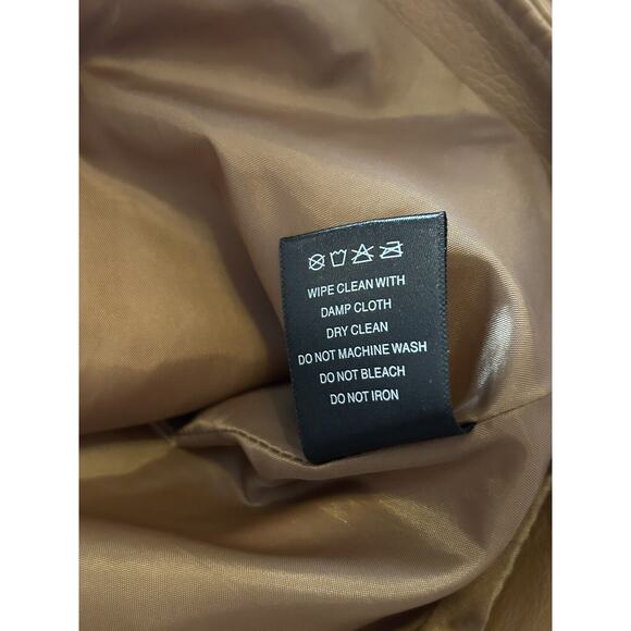 S P Y M Women's Jacket Faux Motorcycle Biker Coat Brown Large - Picture 10 of 14